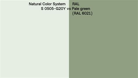 Natural Color System S 0505 G20y Vs Ral Pale Green Ral 6021 Side By