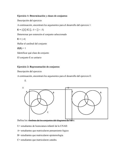 Aplicación De La Teoría De Conjuntos Ejercicio 1 Determinación Y Clases De Conjuntos