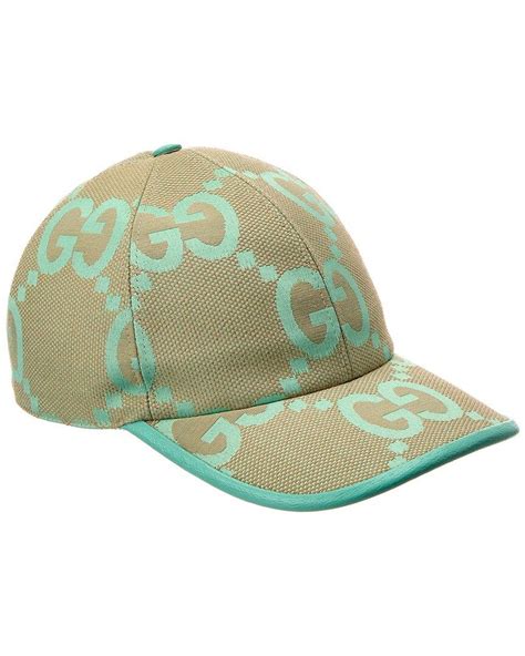 Gucci Jumbo GG Canvas Leather Trim Baseball Cap In Green Lyst