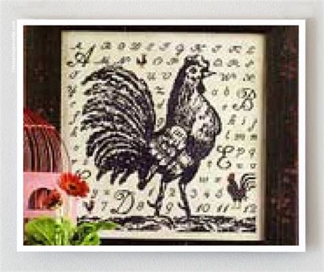 BIRDS OF A FEATHER Toile Rooster Counted Cross Stitch Patterns Etsy