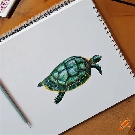 Color Pencil Drawing Of A Turtle Being Held By Hand On Craiyon