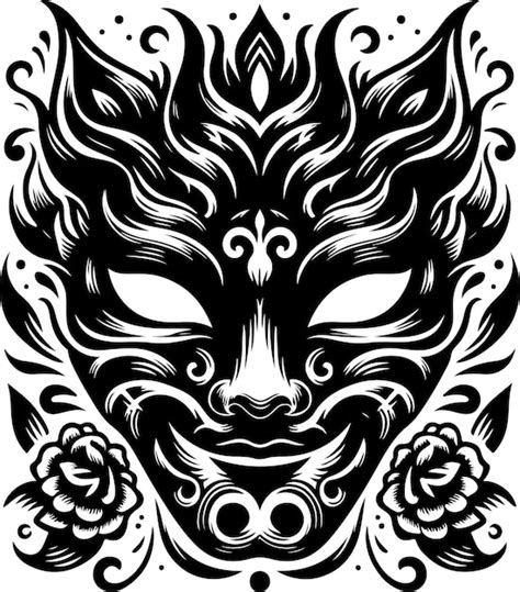 Premium Vector Mask Tattoo Design Vector Image