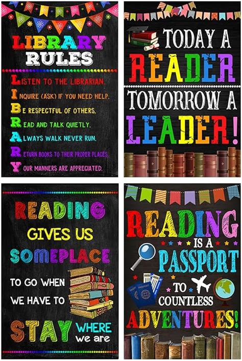 Jinniee Pieces Reading Posters Library Decor For School Reading