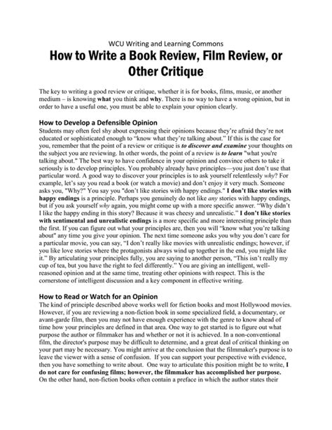 How To Write A Book Review Film Review Or Other Critique