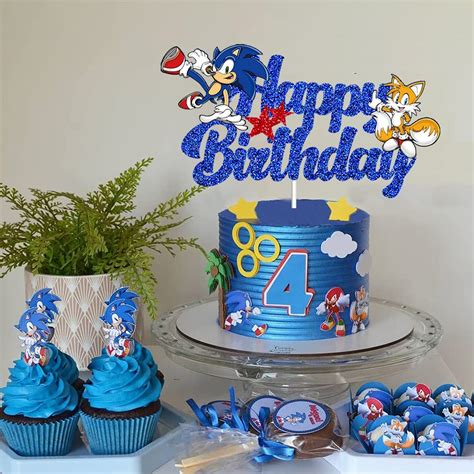 Buy Blue Hedgehog Happy Birthday Cake Topper Hedgehog Birthday Party Cake Decorations Supplies