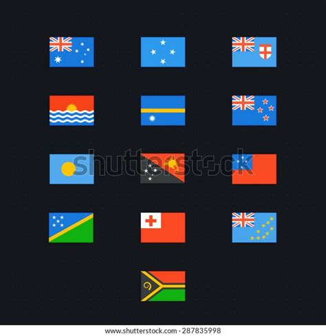 Oceanian Country Flags Vector Icons Set Stock Vector Royalty Free