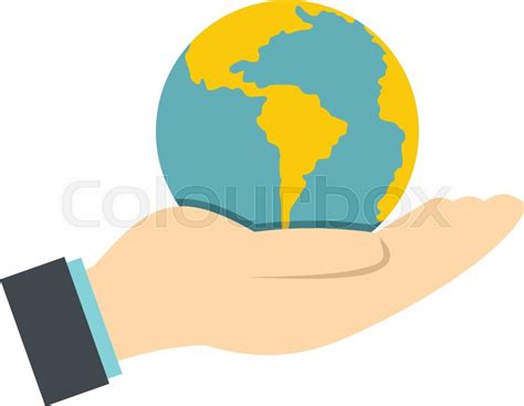 Hand Holding Globe Icon Flat Isolated Stock Vector Colourbox