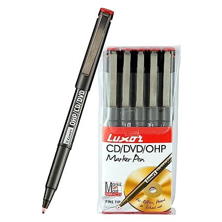 CD DVD OHP Marker Pen Luxor Red Pack Of 5 Glubery