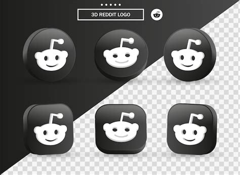 Premium Vector 3d Reddit Logo Icon In Modern Black Circle And Square