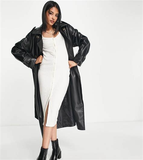 River Island Plus River Island Ribbed Button Front Midi Dress In Cream