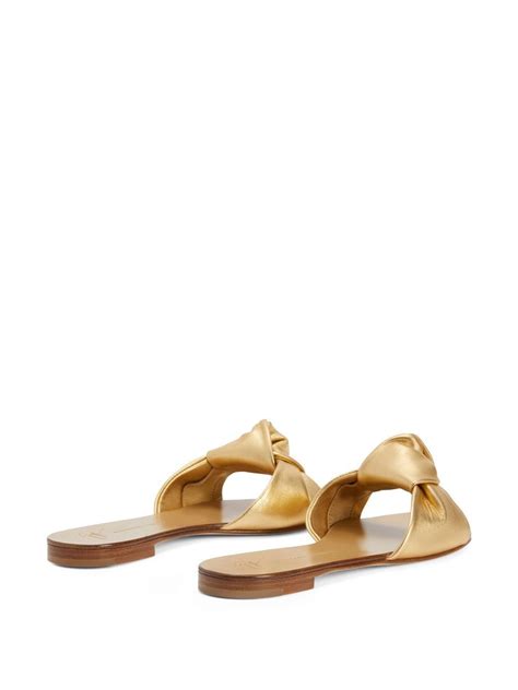 Giuseppe Zanotti Aycha Knot Flat Sandals Gold Farfetch