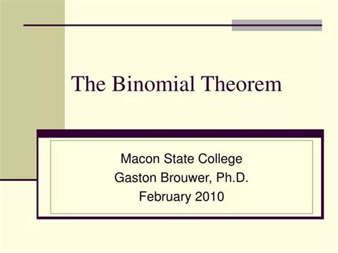 Ppt The Binomial Theorem Powerpoint Presentation Free Download Id 1266454