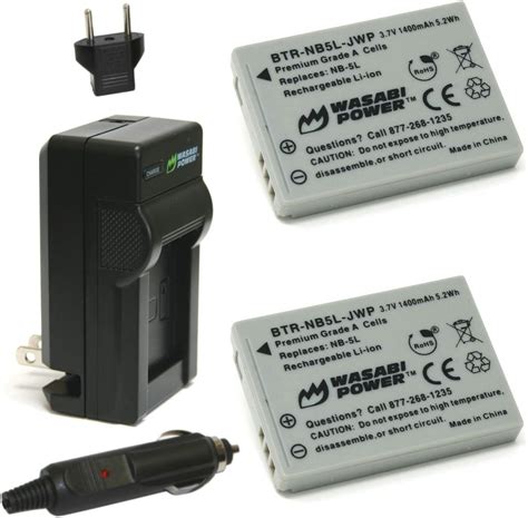 Wasabi Power Battery 2 Pack And Charger For Canon Nb 5l