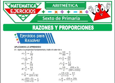 Ejercicios De Razones Y Proporciones Para Sexto De Primaria