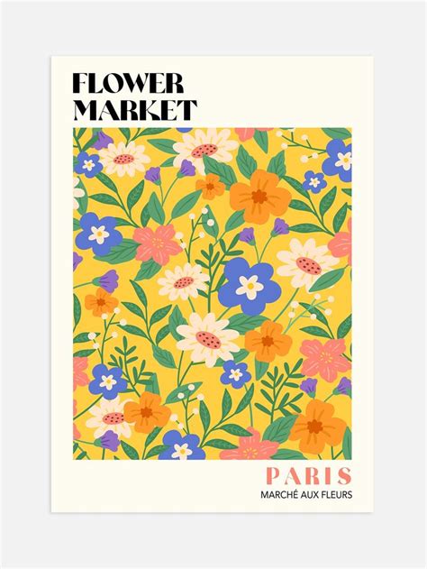 Paris Flower Market Flower Market Flower Market Poster Flower