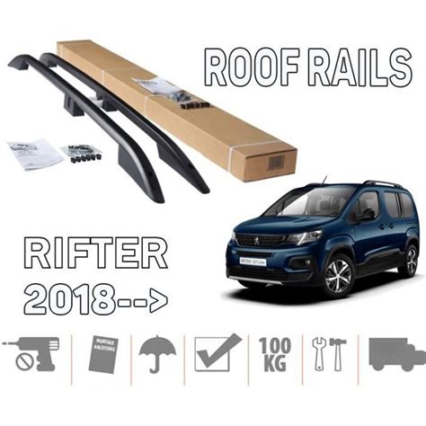 Barres De Toit Pour Peugeot Rifter Court Longitudinales Noir Alu