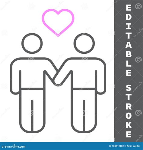 ícone De Linha De Cor De Casal Gay Lgbt E Placa Gráfica Vetorial De Casal Homossexual Cardíaco