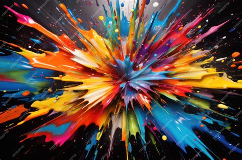 Premium Photo Vibrant Burst Of Paint Splatters