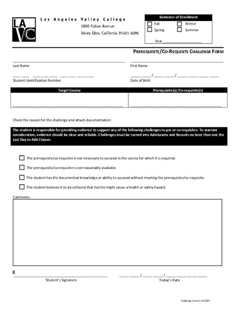 Fillable Online PREREQUISITE CO REQUISITE CHALLENGE PROCEDURE Fax Email