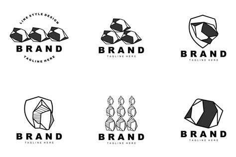 Stone Logo Gem Line Stone Design Diamond Crystal Simple Elegant