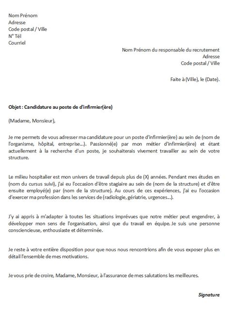 Lettre de motivation pour le poste infirmière Modèles Word