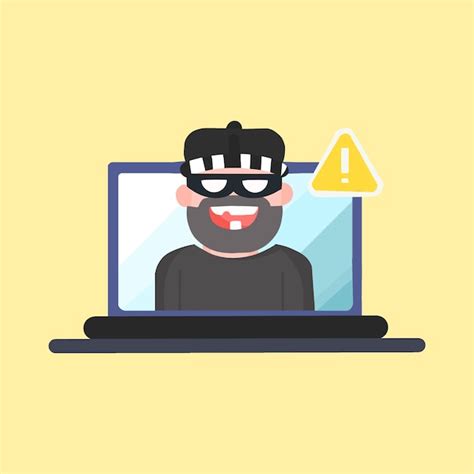 Premium Vector Flat Illustration Of Hacker At Laptop