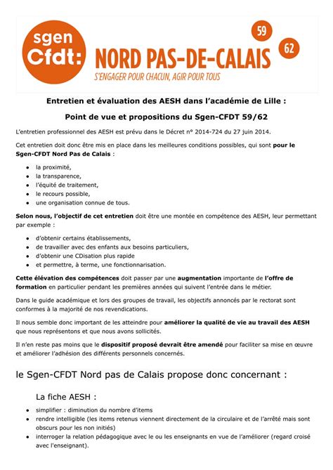 Propositions Et Positions Aesh Valuation Sgen Cfdt Nord Pas De Calais