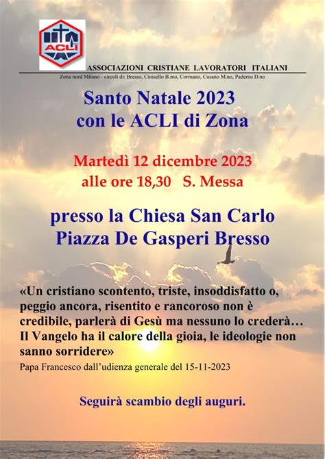 Azione Sociale Acli Santo Natale 2023 Con Le Acli Di Zona Zona