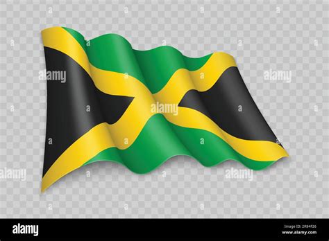 3D Realistic Waving Flag Of Jamaica On Transparent Background Stock