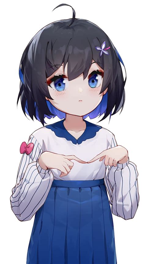 Anime Girl With Short Dark Blue Hair