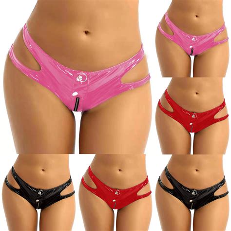 High Gloss Pvc Leather Sexy Zipper Split Sexy Briefs Sexy Cosplay