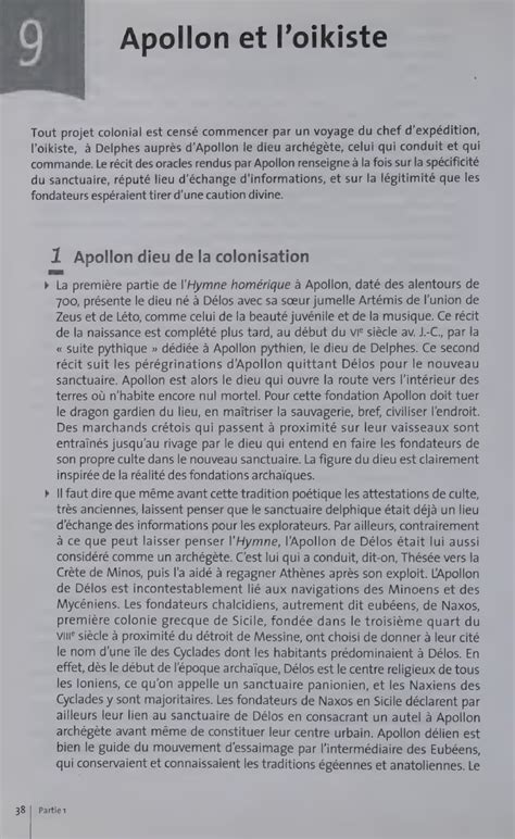 Histoire de la Grèce cours 9 Apollon et l oikiste 9 Apollon et l