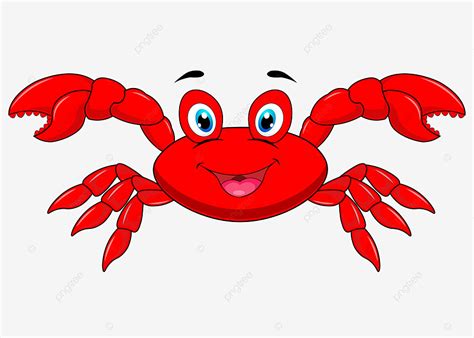 Gambar Kartun Ketam Merah Comel Dengan Reka Bentuk Png Muka Senyuman