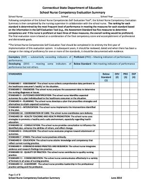 Nurse Evaluation Summary Form Fill Online Printable Fillable Blank