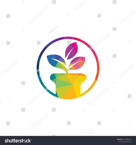 Flower Pot Plant Logo Growth Vector Stock Vector Royalty Free