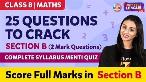 Questions To Crack Section B Of Class Maths Complete Syllabus