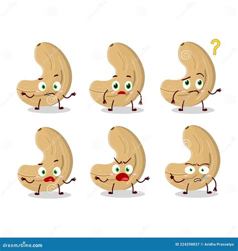 Cartoon Character Of Cashew Nuts With What Expression Stock Vector