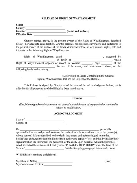 Release Easement Agreement Fill Online Printable Fillable Blank