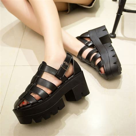 new 2015 summer preppy style women sandals open toe high heel platform ...