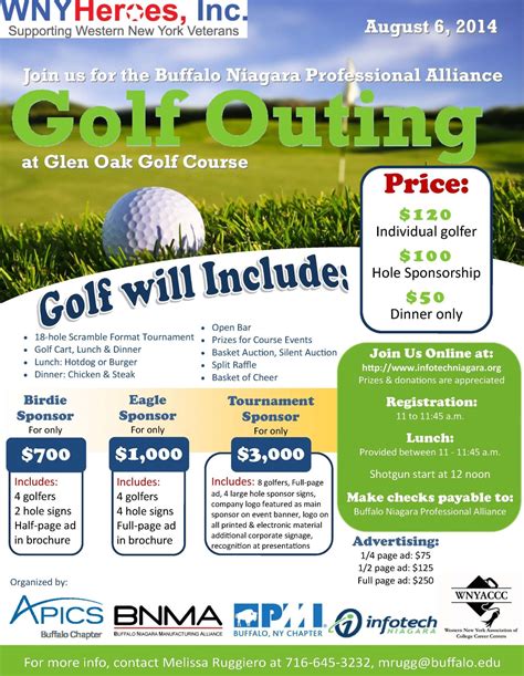 WNY Heroes Inc Golf Tournament @ Glen Oak | Golf outing, Golf ...