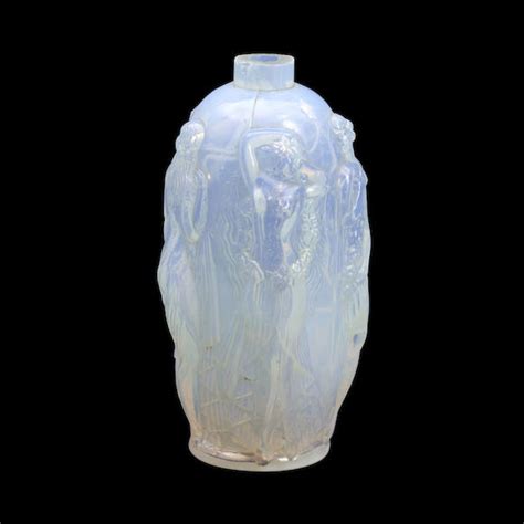 Bonhams Skinner Lalique Style Glass Bottle With Molded Beauty Motif