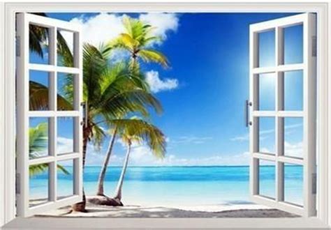 5D Diamond Painting Palm Beach Window View Kit