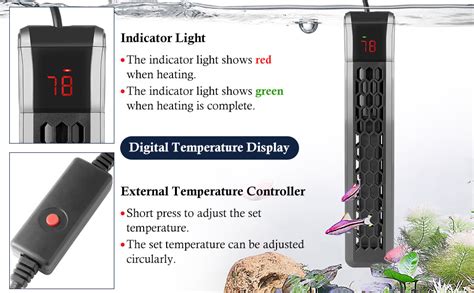 Amazon Fedour W W W Ptc Aquarium Heater Adjustable Fish