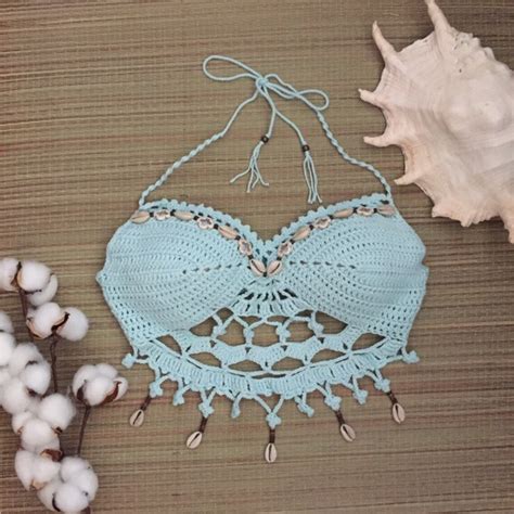 Ahana Dreamcatcher Beaded Cowrie Shell Festival Crochet Bikini Bralette
