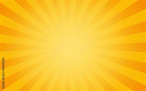 Sun Rays Retro Vintage Style On Yellow And Orange Background Comic