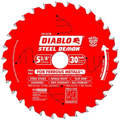 Diablo 5-3/8 in. x 30-Tooth x 20mm Arbor Steel Demon Ferrous Metal Cutting Saw Blade-D0530FM ...