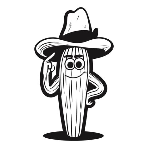 Archivo Vectorial Svg En Blanco Y Negro Svg De Cactus Divertido Gratuito Para Corte Por Láser N