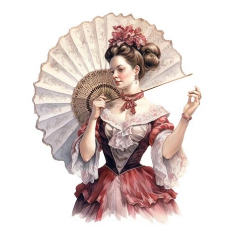 Premium Photo There Is A Woman In A Dress Holding A Fan And A Fan Generative Ai