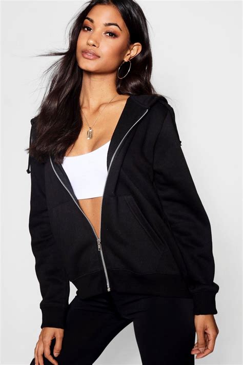 Basic Zip Through Hoodie Boohoo In 2021 Hoodies Cute Casual