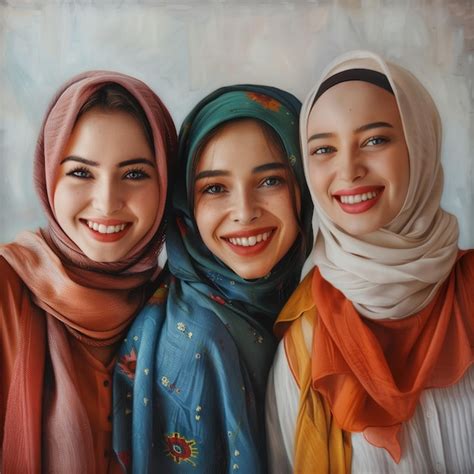 Premium Photo A Painting Of Three Women With The Name Hijab On It